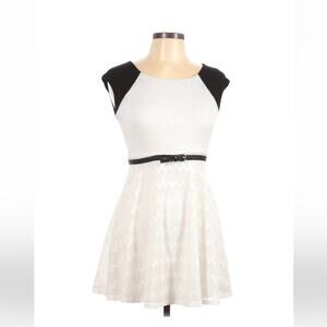 Speechless crochet lace fit and flare dress with braided belt, size 12